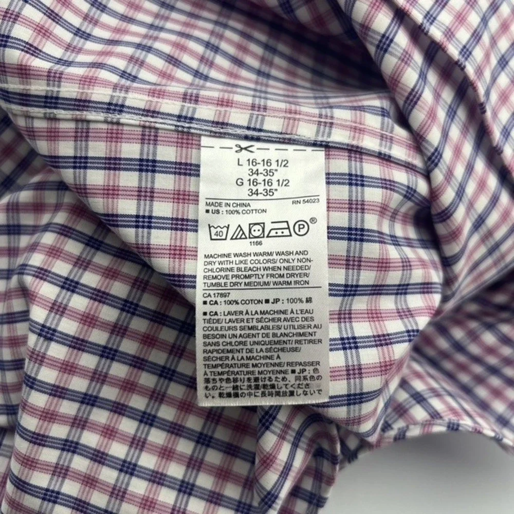 Banana Republic Men's Untucked Fit‎ Non Iron Plaid Check Dress Shirt Size Large